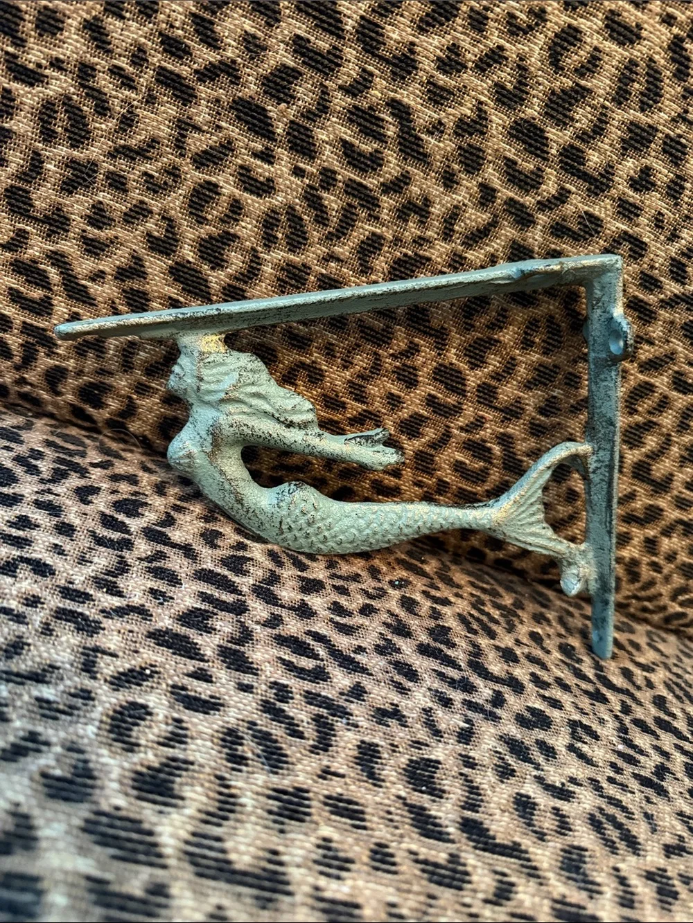 Mermaid Metal Wall Bracket Shelf Support in Aged Green